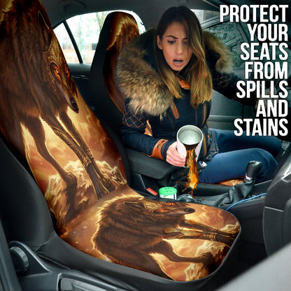 Epic Celestial Wolf Warrior Digital Printing Car Seat Covers 211402