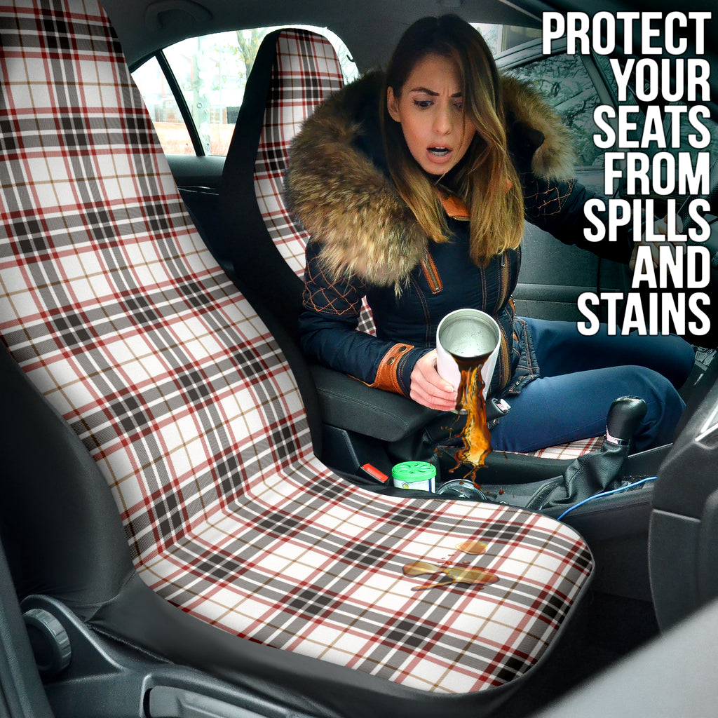 White Plaid Pattern Car Seat Covers 212401