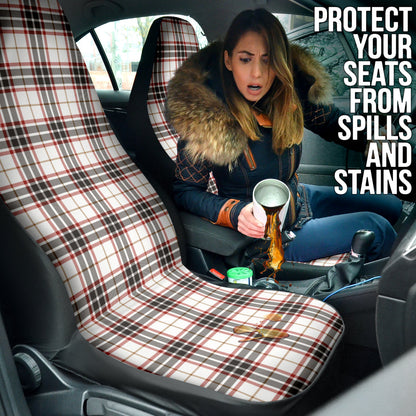White Plaid Pattern Car Seat Covers 212401