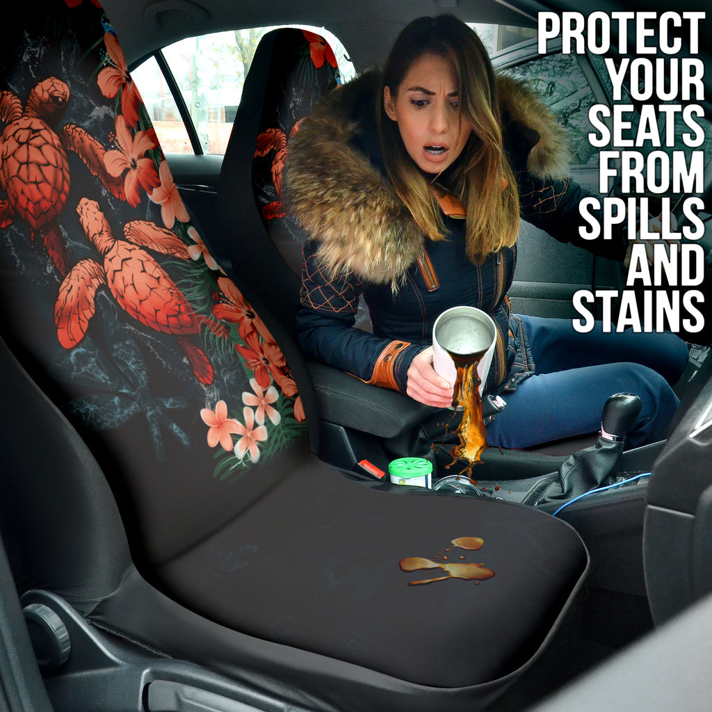 Amazing Kanaka Maoli Hawaiian Sea Turtle Tropical Hibiscus And Plumeria Flower Car Seat Covers 212901