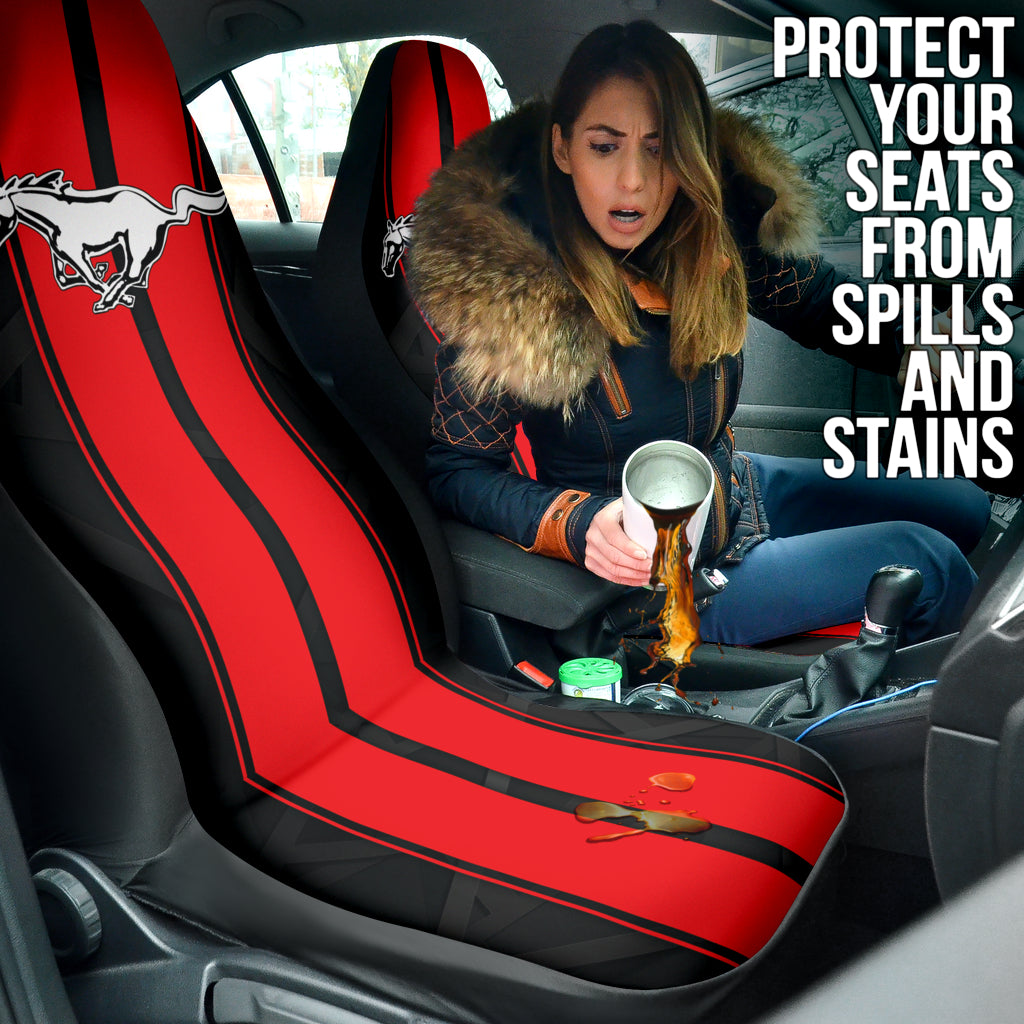 Red Ford Mustang Fastback Muscle Car Seat Covers 210302