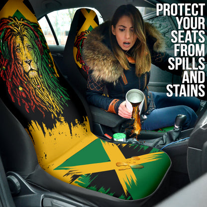 Jamaica Lion Flag Grunge Car Seat Covers 211701