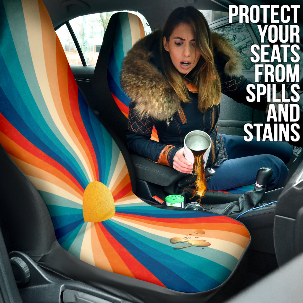 Retro Sunrise Colorful Car Seat Covers 210202