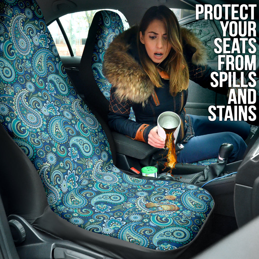 Blue Paisley Pattern Car Seat Covers 212201