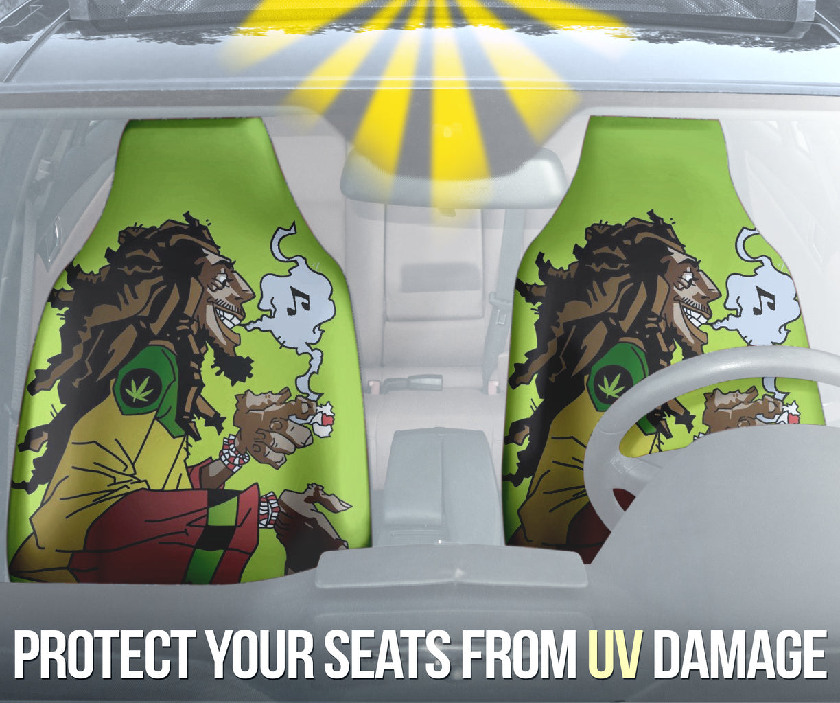 Rasta Vibes Smoking Reggae Bob Marley Car Seat Covers Version 1 211502