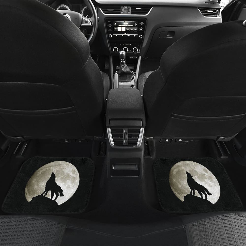 Full Moon Wolf Howling Car Floor Mats 212801 - YourCarButBetter
