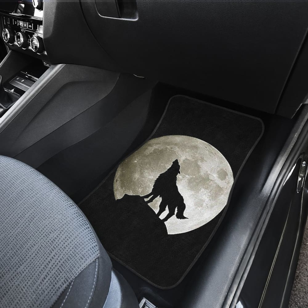 Full Moon Wolf Howling Car Floor Mats 212801 - YourCarButBetter