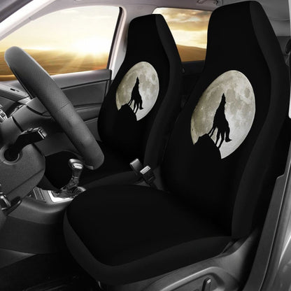 Full Moon Wolf Howling Car Seat Covers 212801 - YourCarButBetter