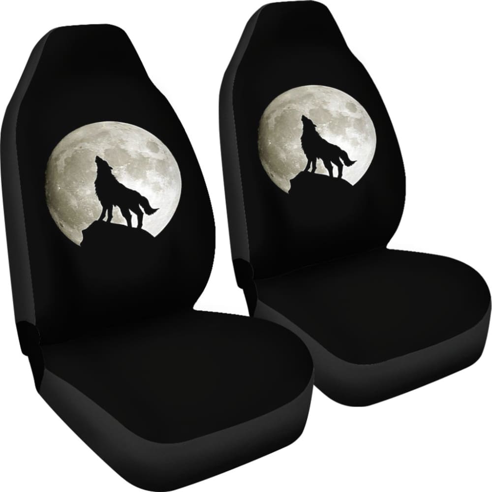 Full Moon Wolf Howling Car Seat Covers 212801 - YourCarButBetter