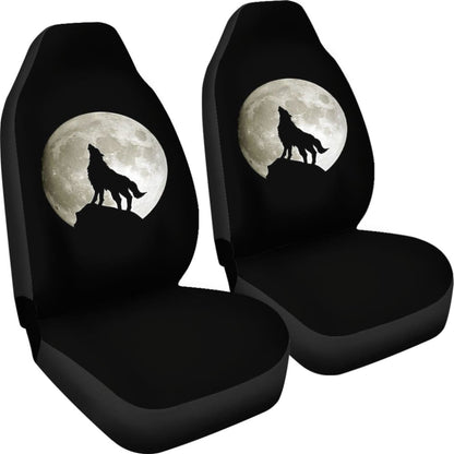 Full Moon Wolf Howling Car Seat Covers 212801 - YourCarButBetter