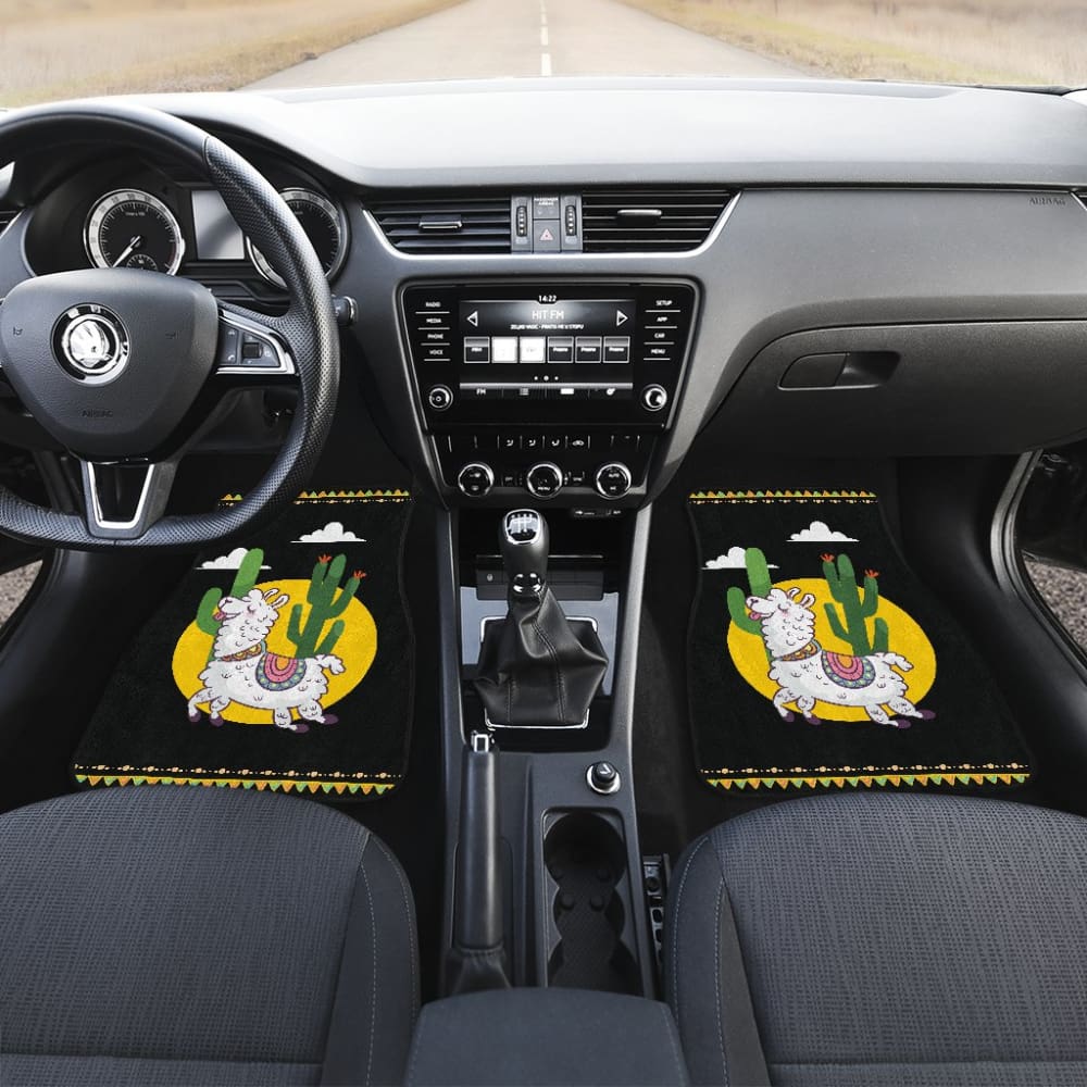 Funny Alpaca With Cactus Car Floor Mats 212003 - YourCarButBetter