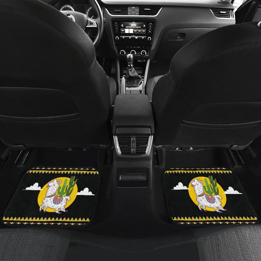 Funny Alpaca With Cactus Car Floor Mats 212003 - YourCarButBetter