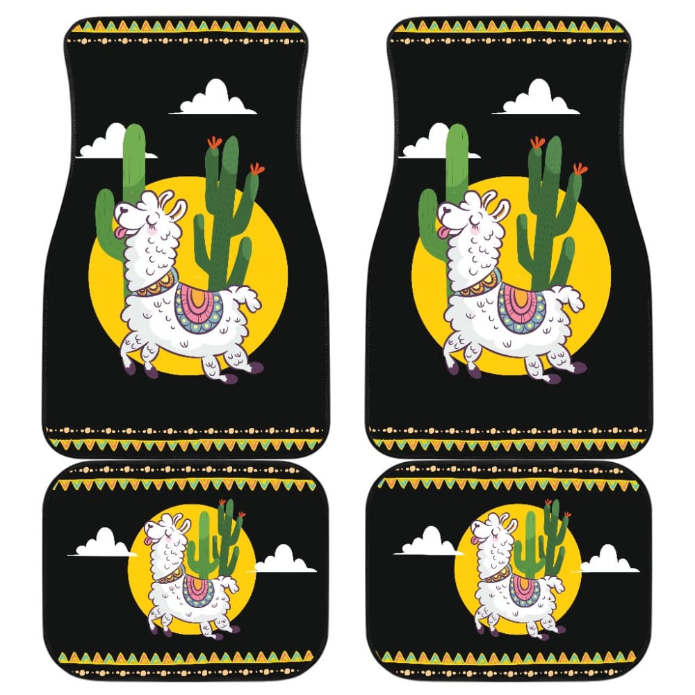 Funny Alpaca With Cactus Car Floor Mats 212003 - YourCarButBetter