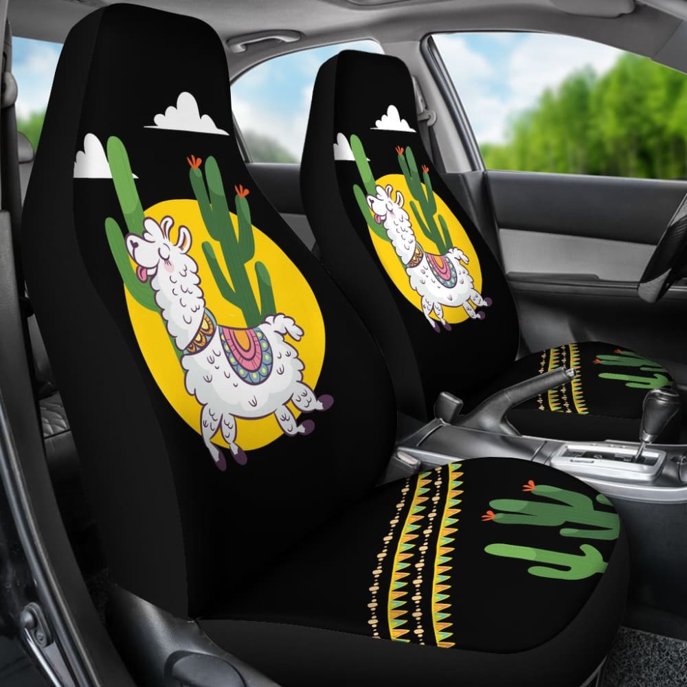 Funny Alpaca With Cactus Car Seat Covers 212003 - YourCarButBetter