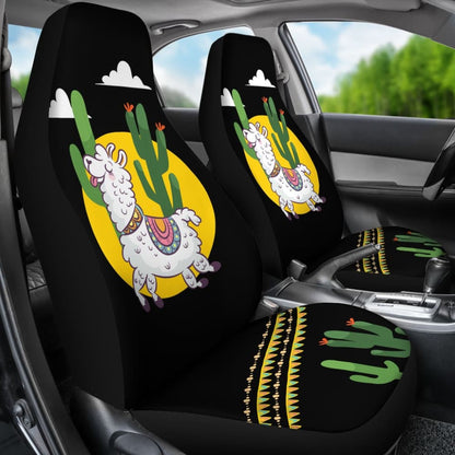 Funny Alpaca With Cactus Car Seat Covers 212003 - YourCarButBetter