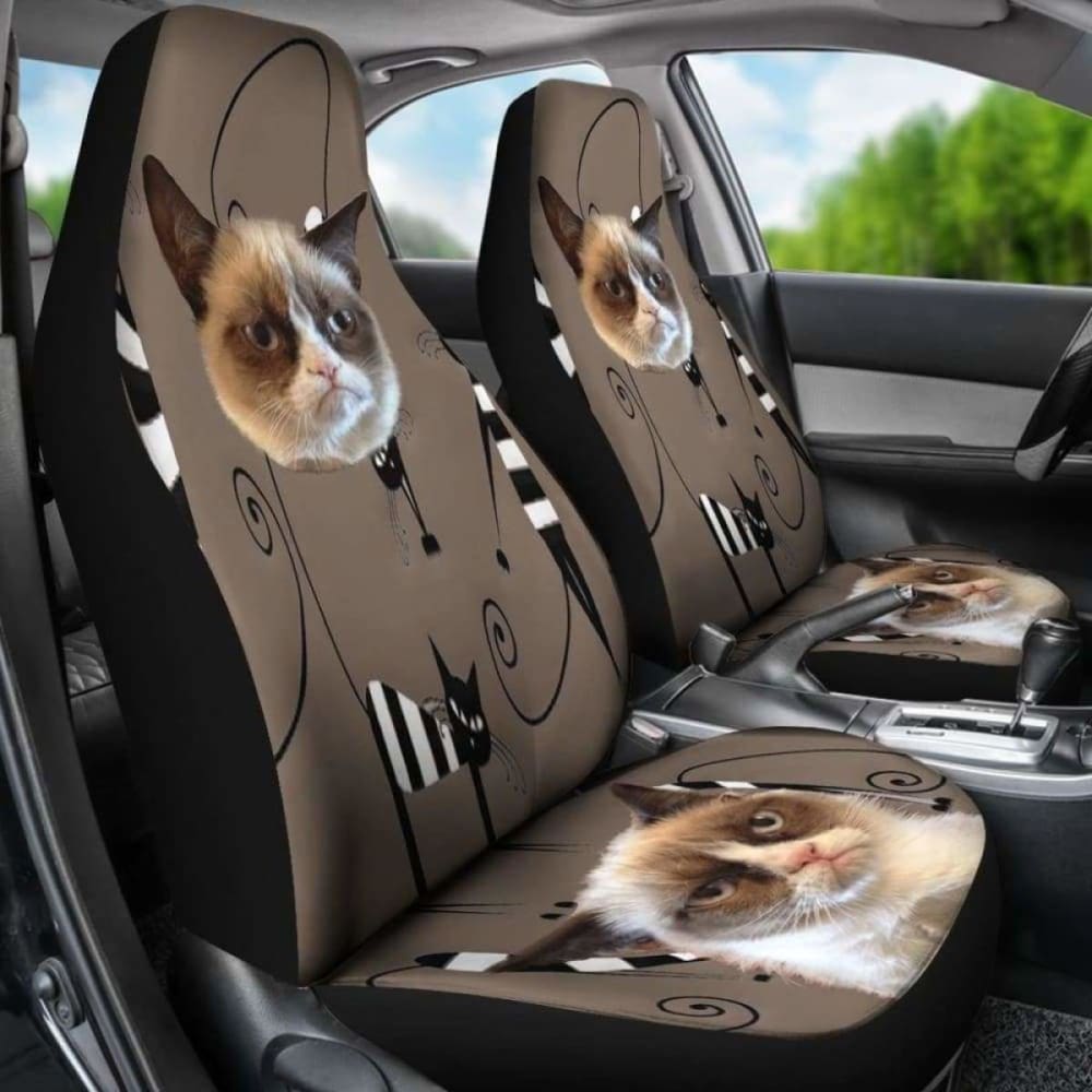 Funny Cat Face Car Seat Cover 112428 - YourCarButBetter