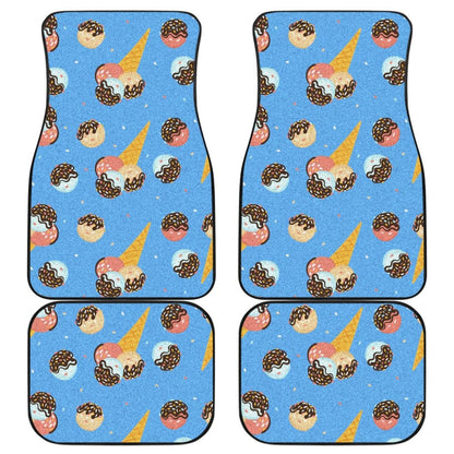 Funny Cute Ice Cream Blue Background Car Floor Mats 211703 - YourCarButBetter