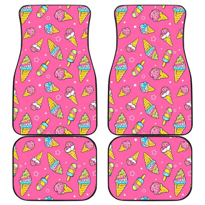 Funny Cute Ice Cream Pink Background Car Floor Mats 211703 - YourCarButBetter