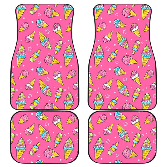 Funny Cute Ice Cream Pink Background Car Floor Mats 211703 - YourCarButBetter