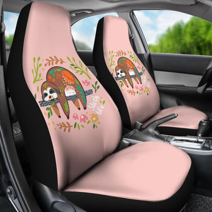 Funny Floral Sloth Can Sleep All Day Car Seat Covers 211001 - YourCarButBetter