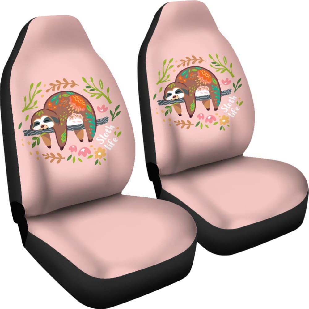 Funny Floral Sloth Can Sleep All Day Car Seat Covers 211001 - YourCarButBetter
