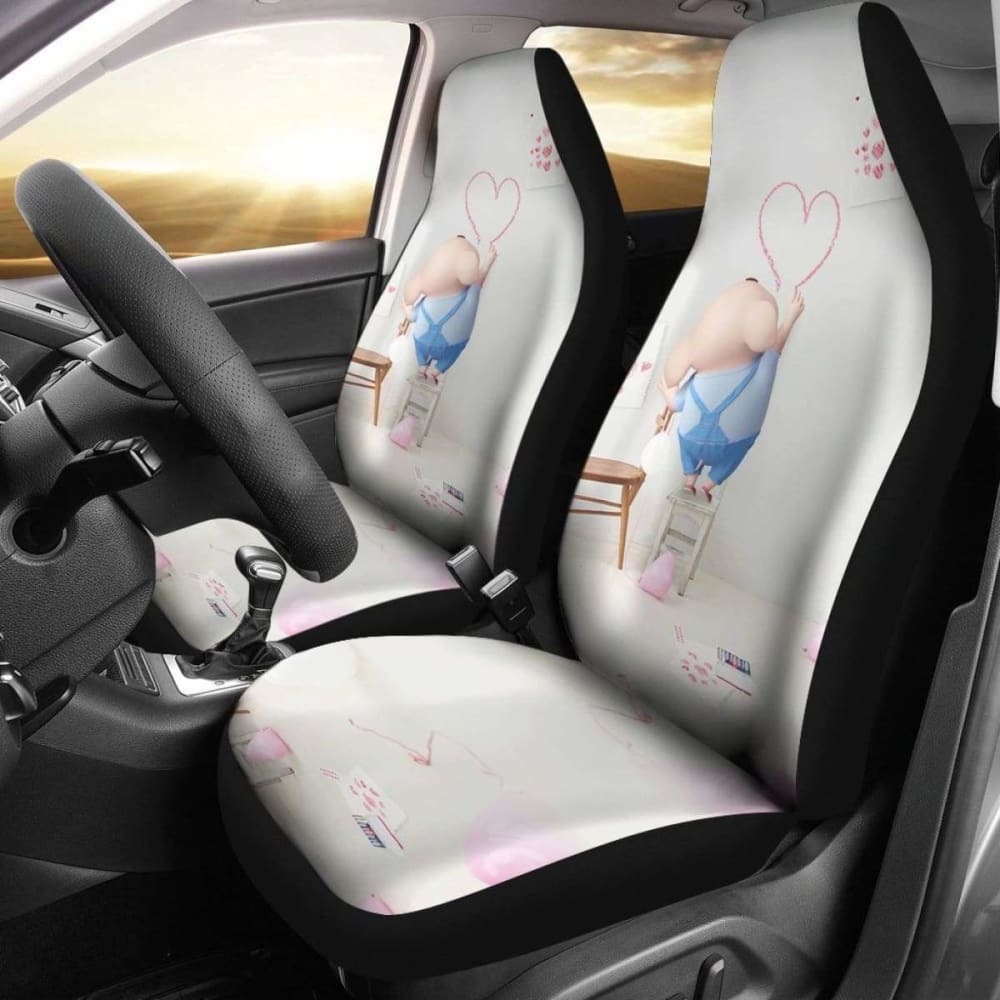 Funny Pig With Heart Car Seat Covers 03 221205 - YourCarButBetter