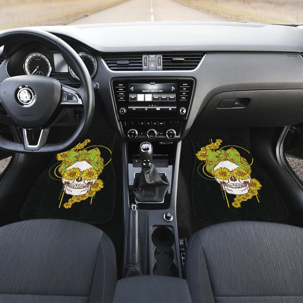 Funny Sunflower Skull Gift For Women Cool Skeleton Bandana Car Floor Mats 1 212103 - YourCarButBetter