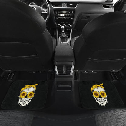 Funny Sunflower Skull Gift For Women Cool Skeleton Bandana Car Floor Mats 212103 - YourCarButBetter