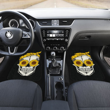 Funny Sunflower Skull Gift For Women Cool Skeleton Bandana Car Floor Mats 212103 - YourCarButBetter