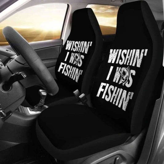 Funny Wishing I Was Fishing Car Seat Covers 113208