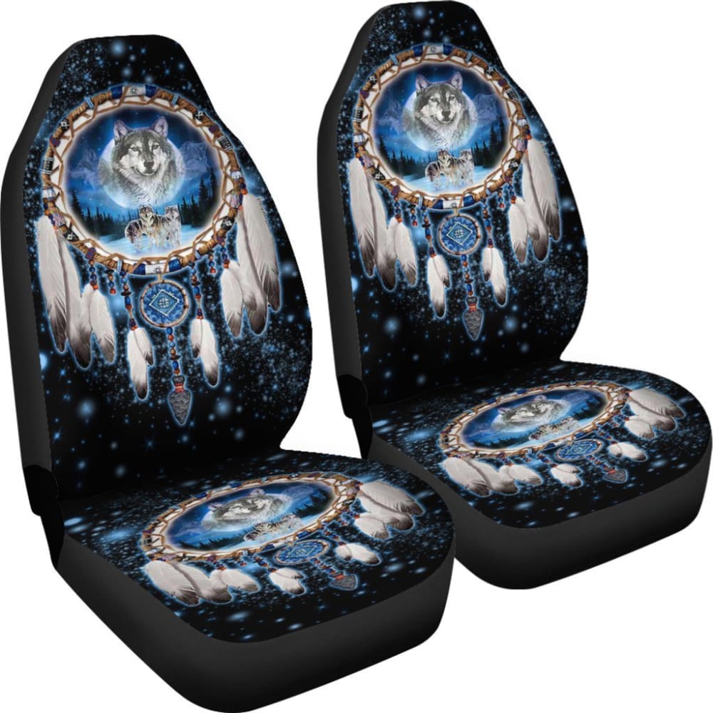 Galaxy Wolf Dreamcatcher Native American Car Seat Covers 093223 - YourCarButBetter
