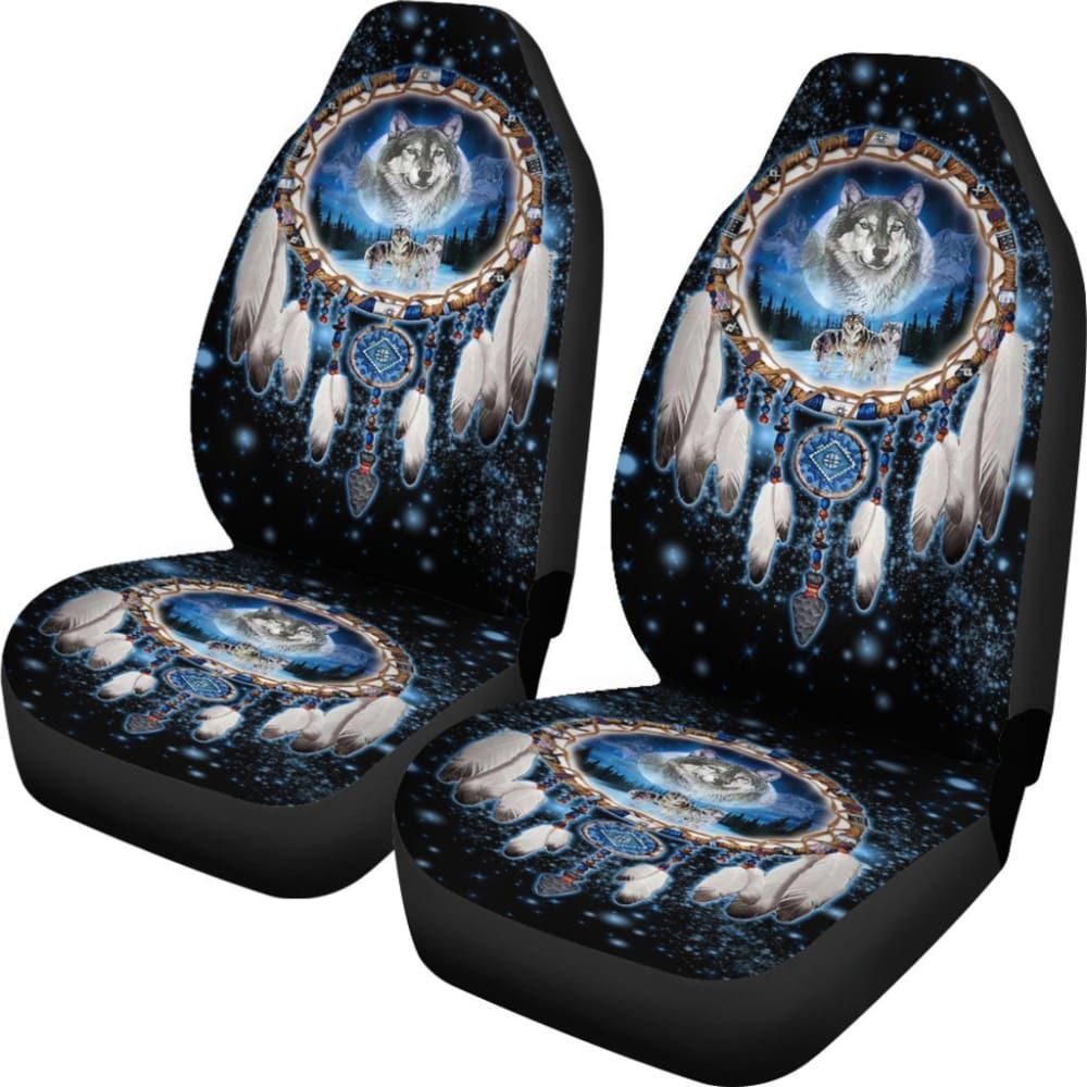 Galaxy Wolf Dreamcatcher Native American Car Seat Covers 093223 - YourCarButBetter