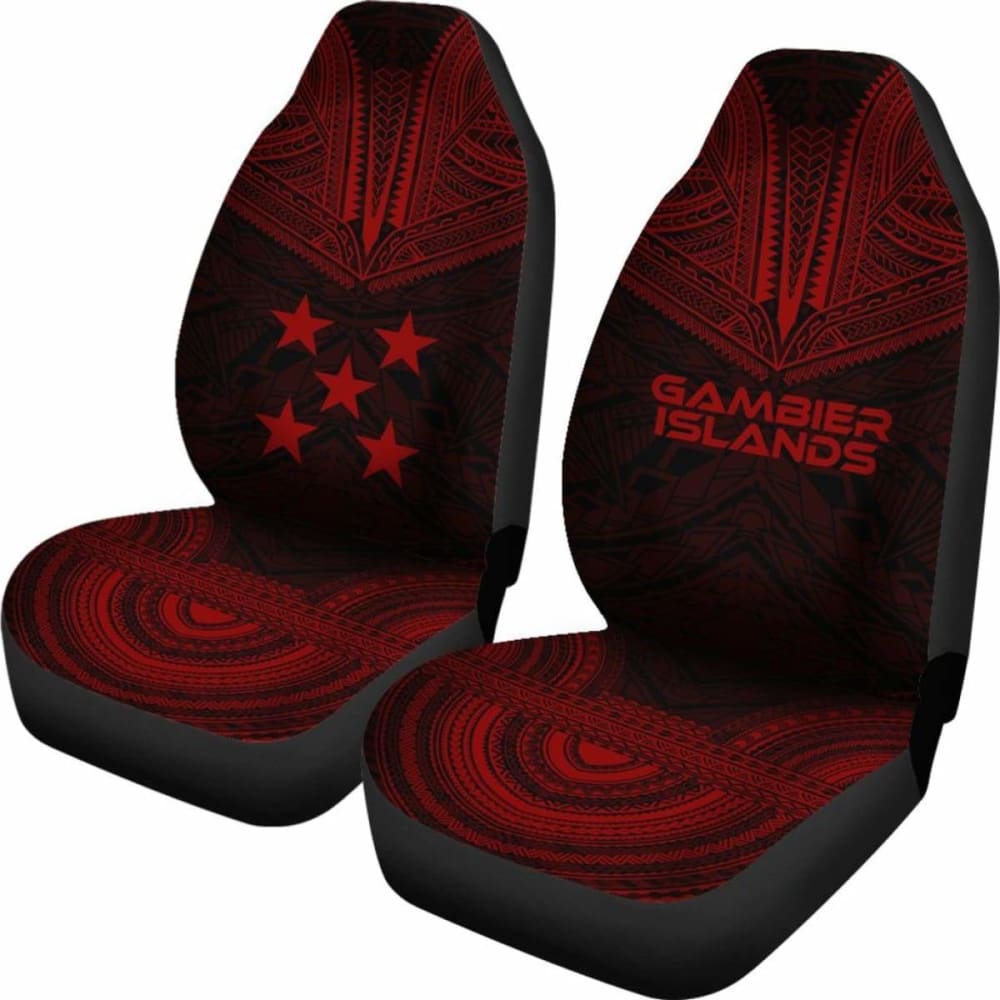 Gambier Island Car Seat Cover - Gambier Island Flag Polynesian Chief Tattoo Red Version - 10 174914 - YourCarButBetter