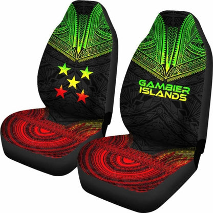 Gambier Island Car Seat Cover - Gambier Island Flag Polynesian Chief Tattoo Reggae Version - 10 174914 - YourCarButBetter
