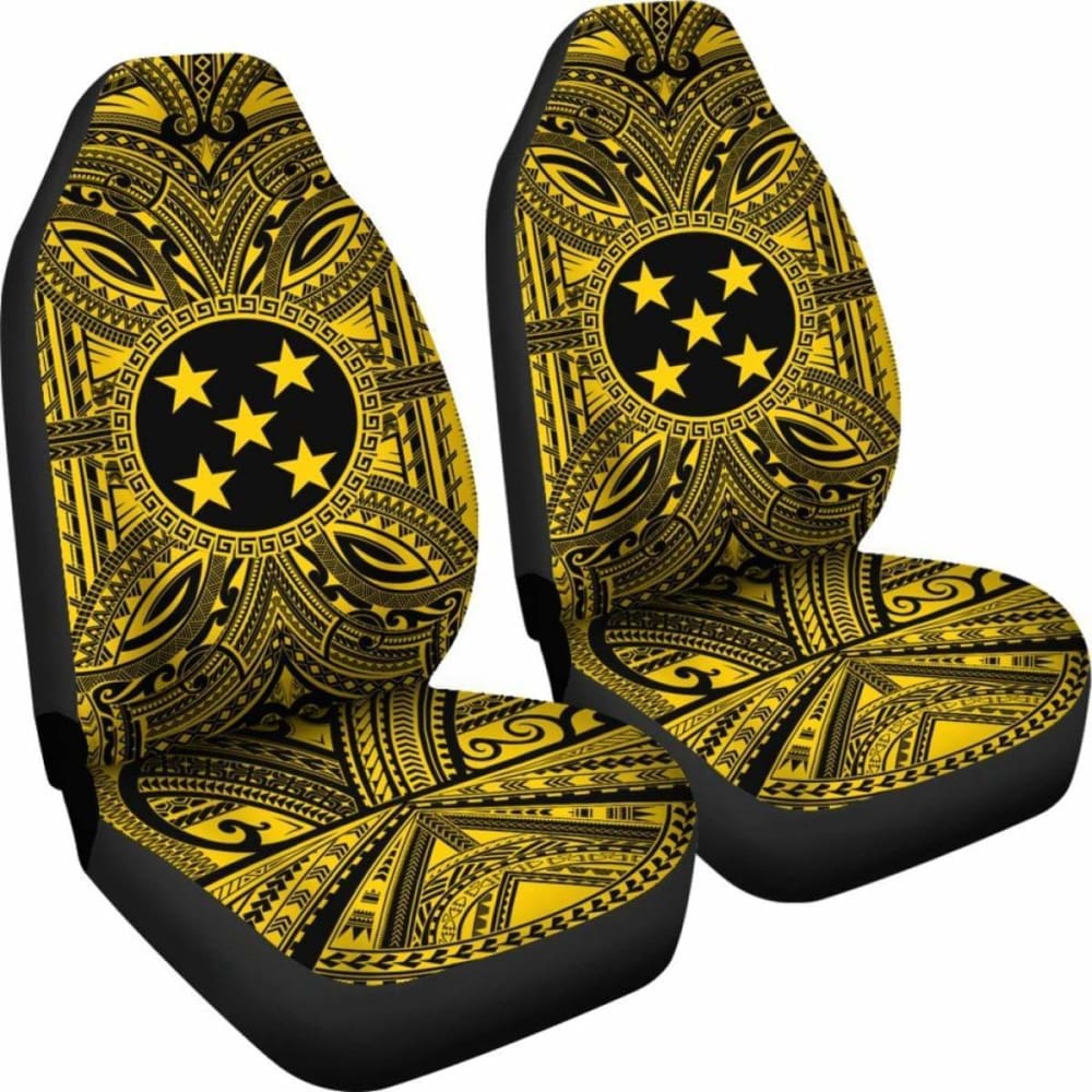 Gambier Islands Car Seat Cover - Gambier Islands Coat Of Arms Polynesian Gold Black 105905 - YourCarButBetter