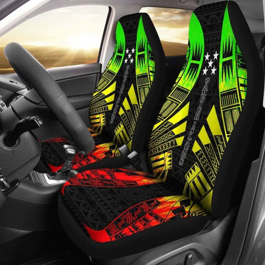 Gambier Islands Car Seat Covers - Gambier Islands Flag Polynesian Tattoo Reggae - 9 174914 - YourCarButBetter