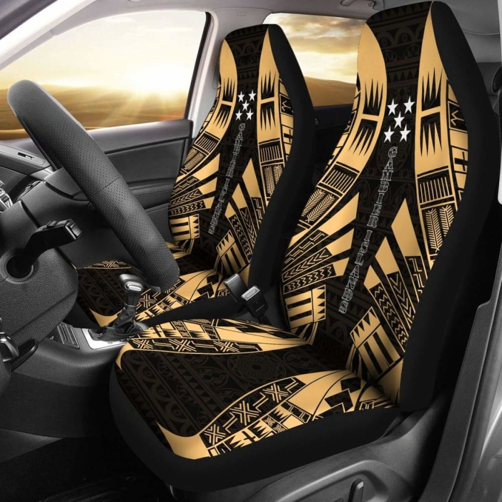 Gambier Islands Car Seat Covers - Polynesian Tattoo Gold - 9 174914 - YourCarButBetter