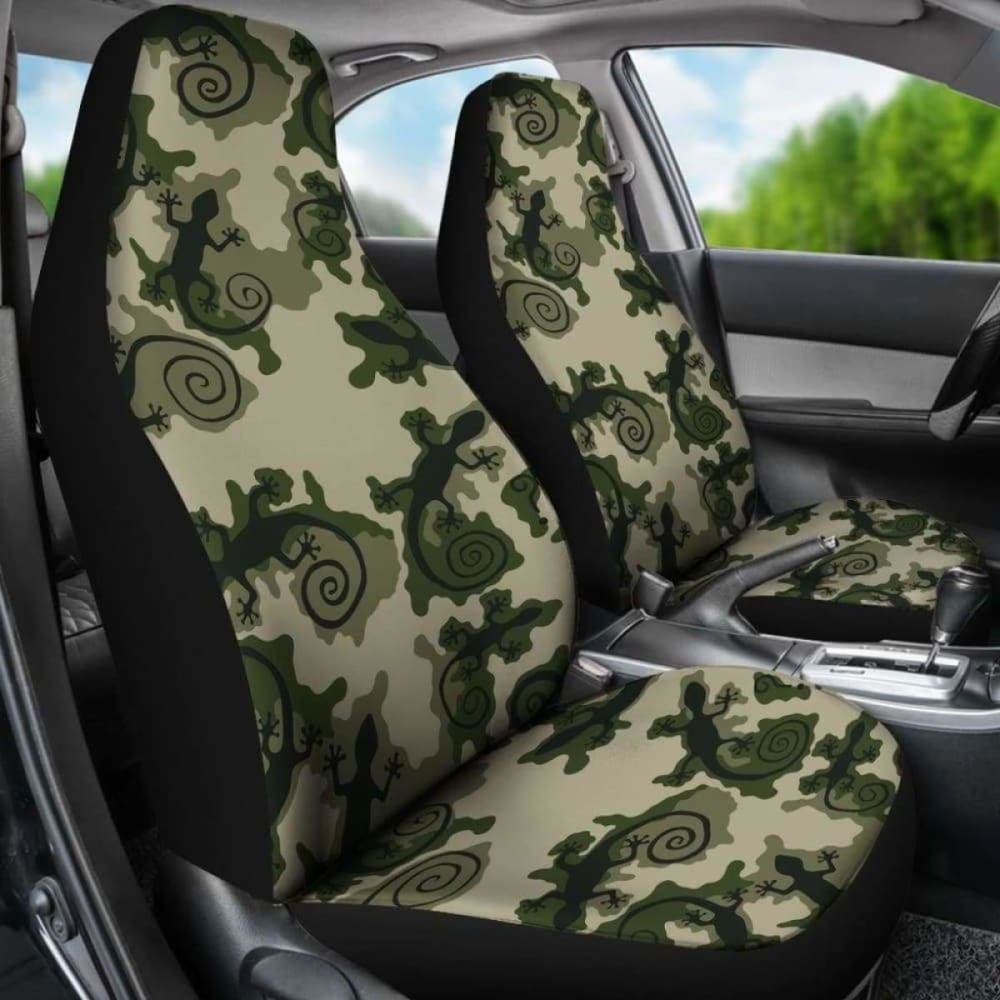 Gecko Camouflage Car Seat Covers Green And Black Camo 112608