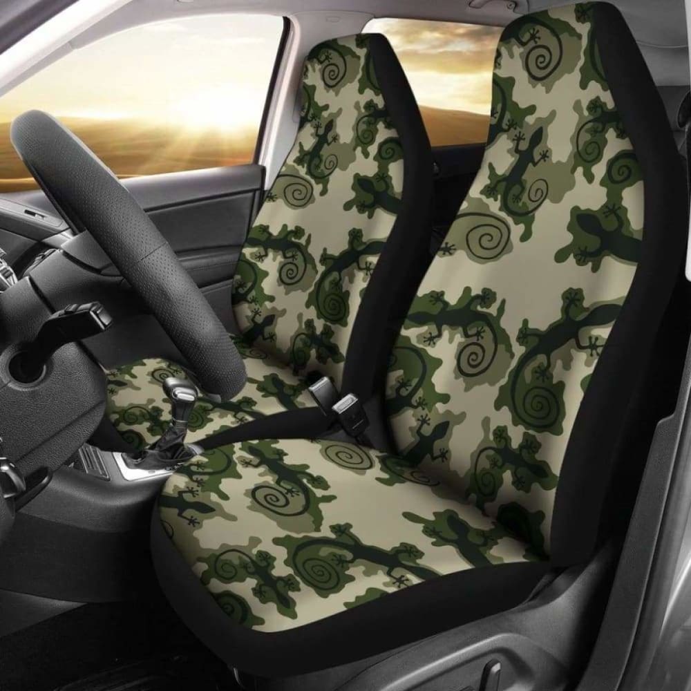 Gecko Camouflage Car Seat Covers Green And Black Camo 112608