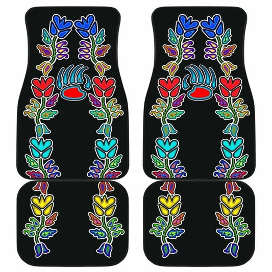 Generations Floral Black With Bearpaw Front And Back Car Mats (Set Of 4) 153908 - YourCarButBetter