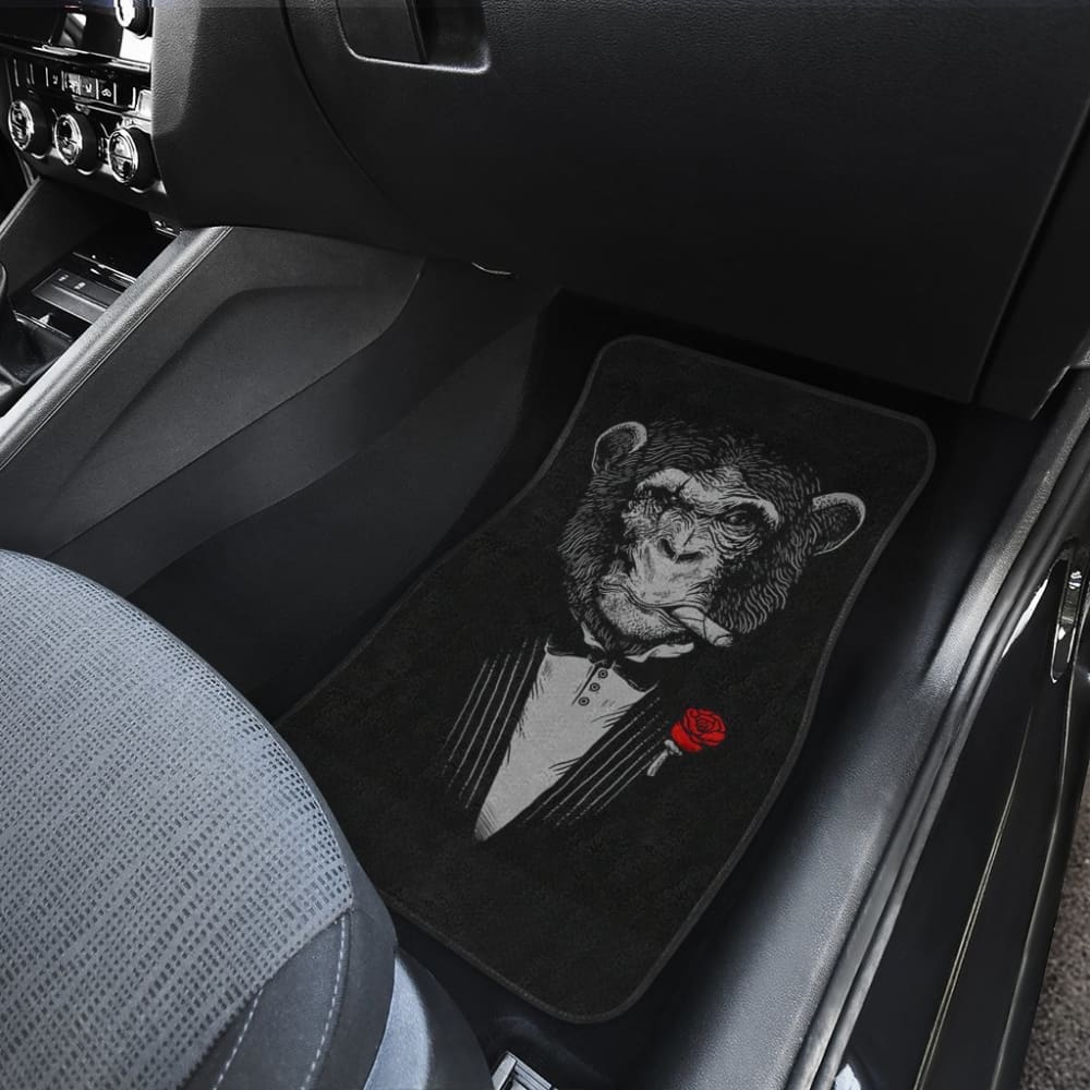 Gentle Monkey Smoking With Rose Car Floor Mats 211804 - YourCarButBetter
