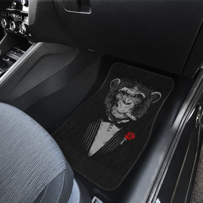 Gentle Monkey Smoking With Rose Car Floor Mats 211804 - YourCarButBetter