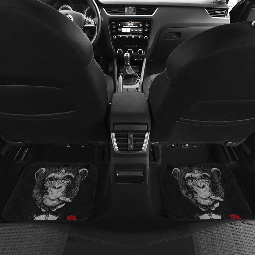 Gentle Monkey Smoking With Rose Car Floor Mats 211804 - YourCarButBetter