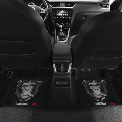Gentle Monkey Smoking With Rose Car Floor Mats 211804 - YourCarButBetter