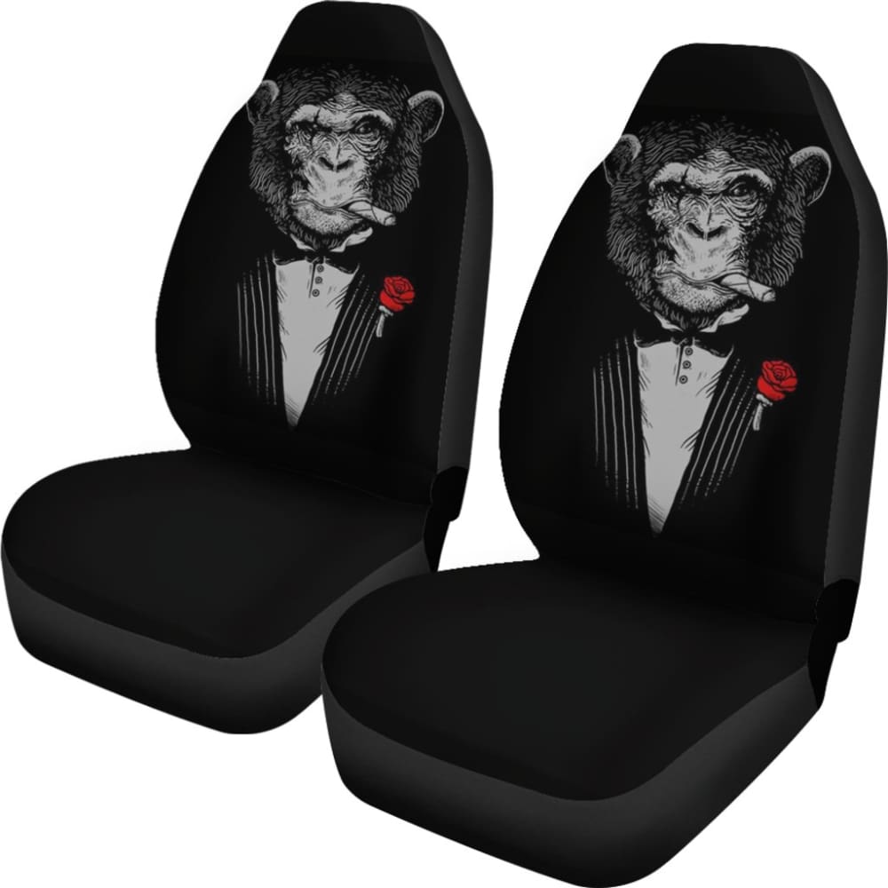 Gentle Monkey Smoking With Rose Car Seat Covers 211804 - YourCarButBetter