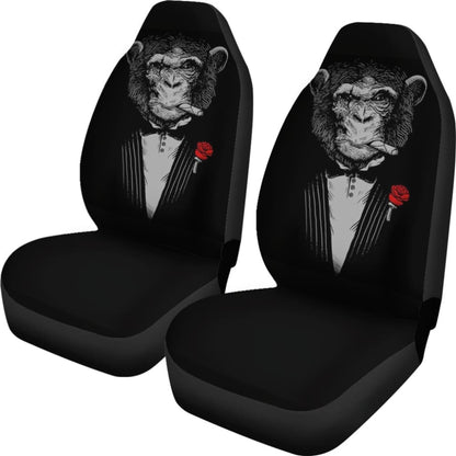 Gentle Monkey Smoking With Rose Car Seat Covers 211804 - YourCarButBetter