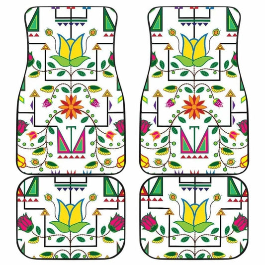 Geometric Floral Summer-White Set Of 4 Car Floor Mats 153908 - YourCarButBetter