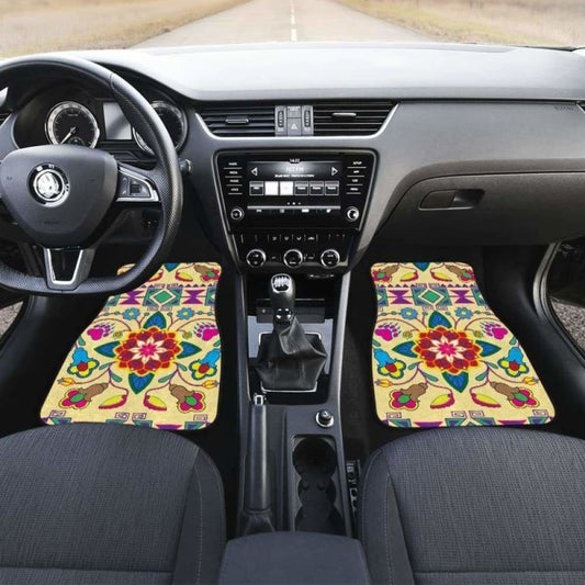 Geometric Floral Winter-Vanilla Car Floor Mats 153908 - YourCarButBetter