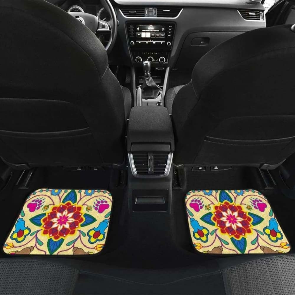 Geometric Floral Winter-Vanilla Car Floor Mats 153908 - YourCarButBetter