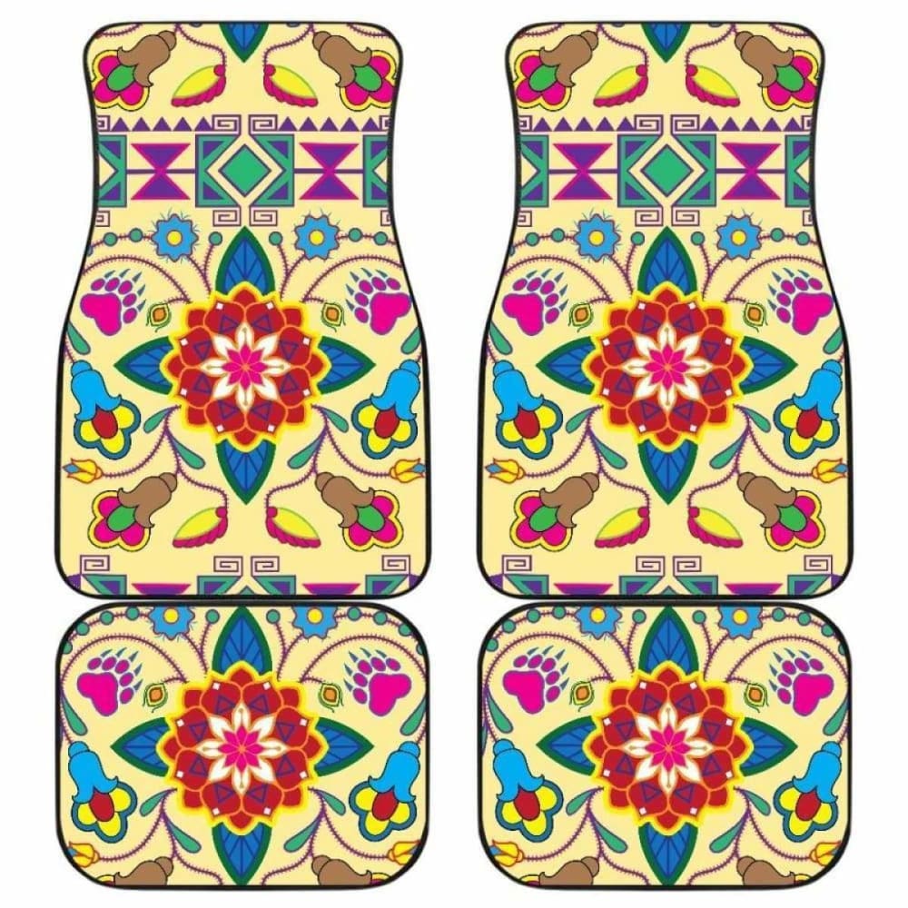 Geometric Floral Winter-Vanilla Car Floor Mats 153908 - YourCarButBetter